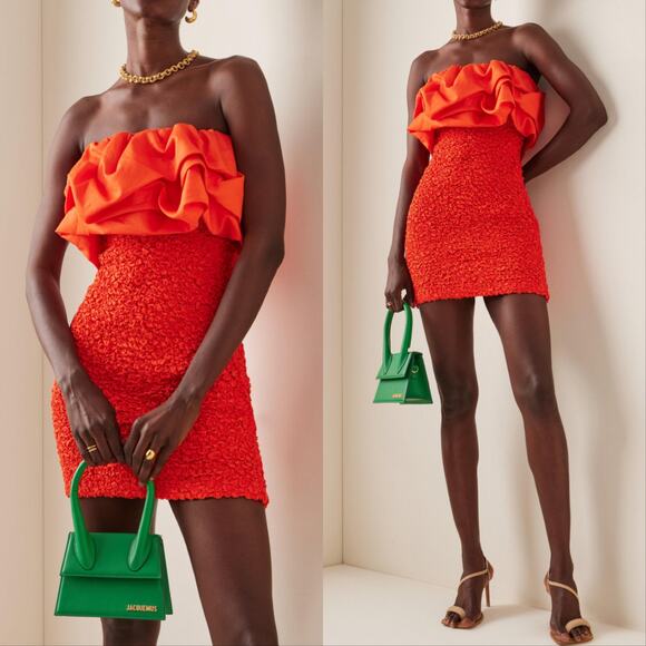 Mara Hoffman Dresses & Skirts - Mara Hoffman Kenza Ruffled Popcorn Smocked Mini Dress Poppy Red